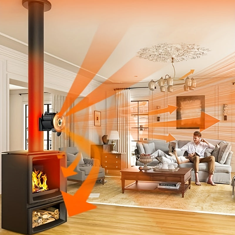 6-Blade Fireplace Fan for Wood Stoves and Chimneys Heat Circulator No Power