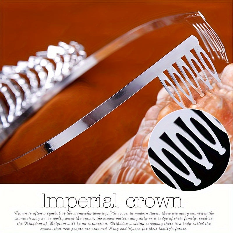 Diadema de corona de princesa con cristales para bodas y eventos 12.5x4.5 cm