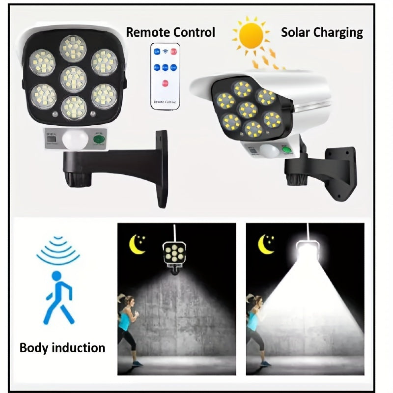 Solar-Powered Motion Sensor Street Light with LED and Fake Camera Outdoor Security Wall Light