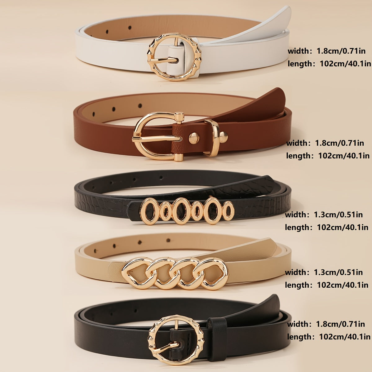 Women's Denim Skirt with Chain Buckle and Thin Belt Five-Pack for Daily Wear