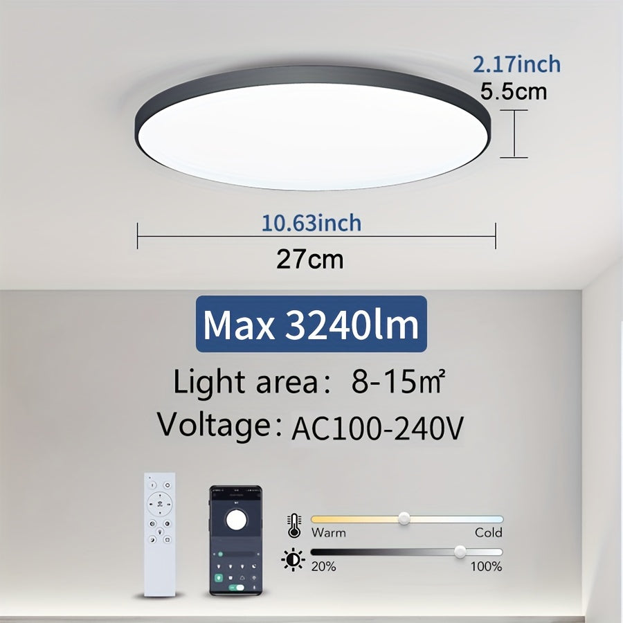 Smart Ceiling Light 18-80W Dimmable LED App Remote Control Adjustable Moisture Proof for Bedroom Living Room