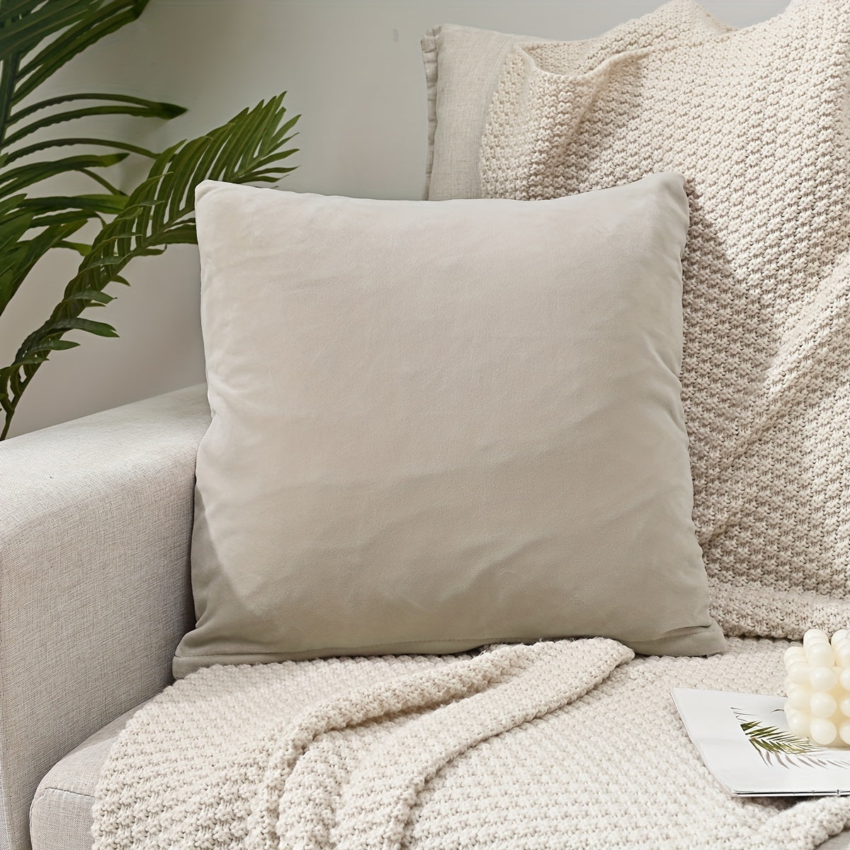 Luxurious Silver Fox Velvet Throw Pillow Cover with Zipper Closure