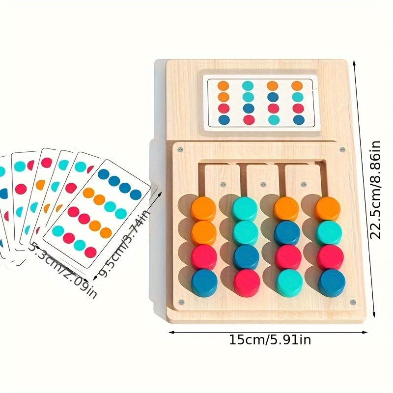 Educational Wooden Game for Kids Age 3+ Color Matching and Strategy Development with Red Green Blue Yellow Pieces