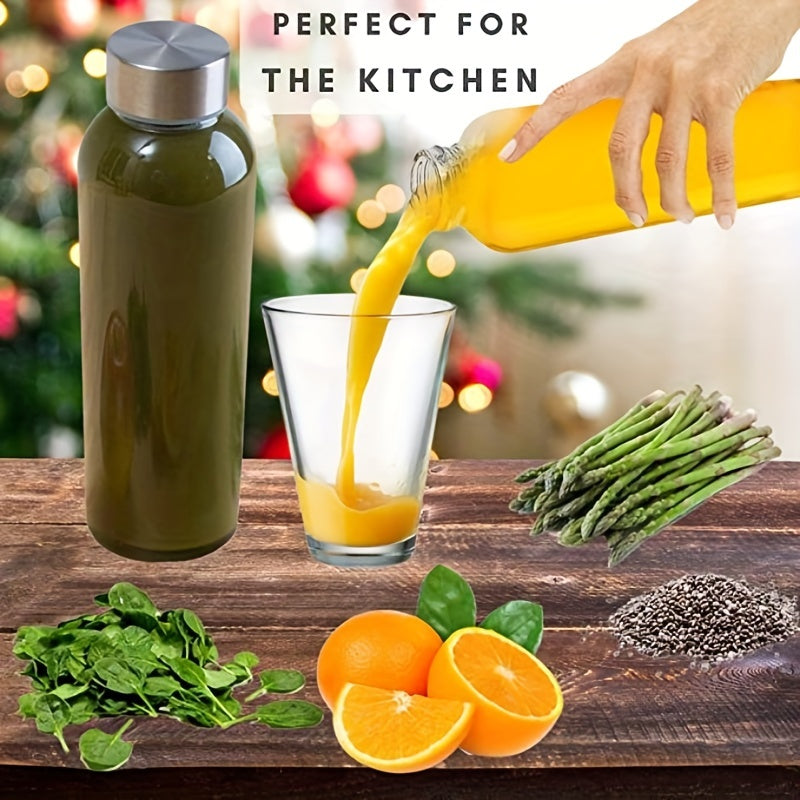 Set of 2/4/6 Clear Glass Bottles with Lids, 18 Oz, Reusable Juice Storage