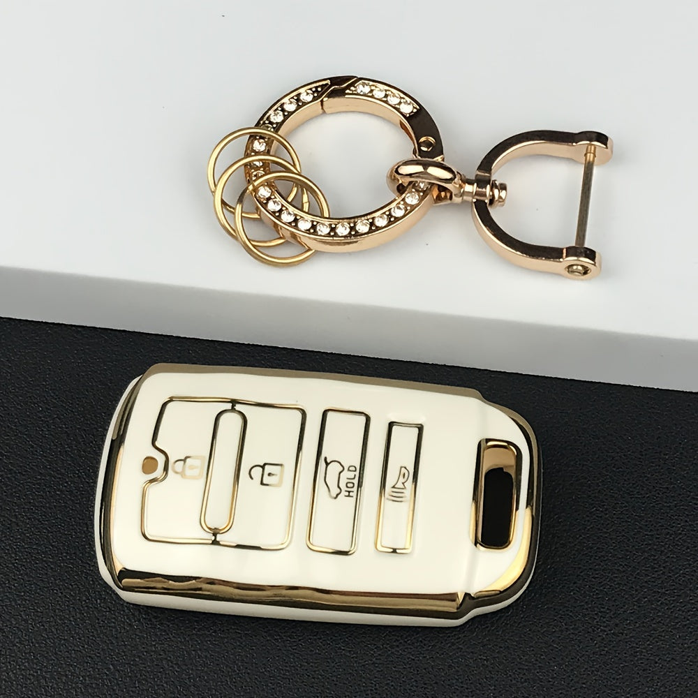 Luxury TPU Car Key Cover with Keychain Set for SUV and Sedan