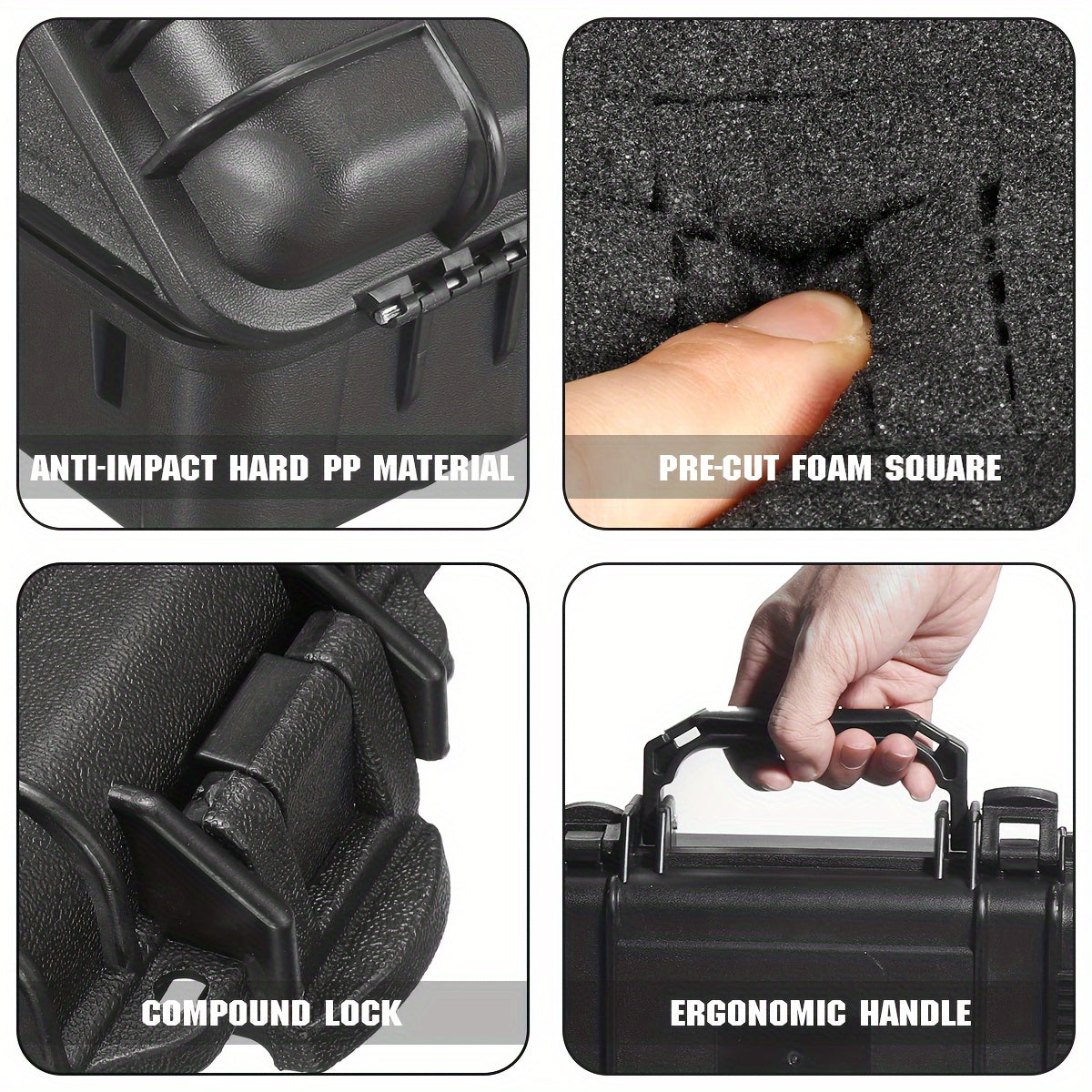 Black Hard Shell Suitcase with 6 Sizes Shockproof Wear-Resistant Travel Storage Case