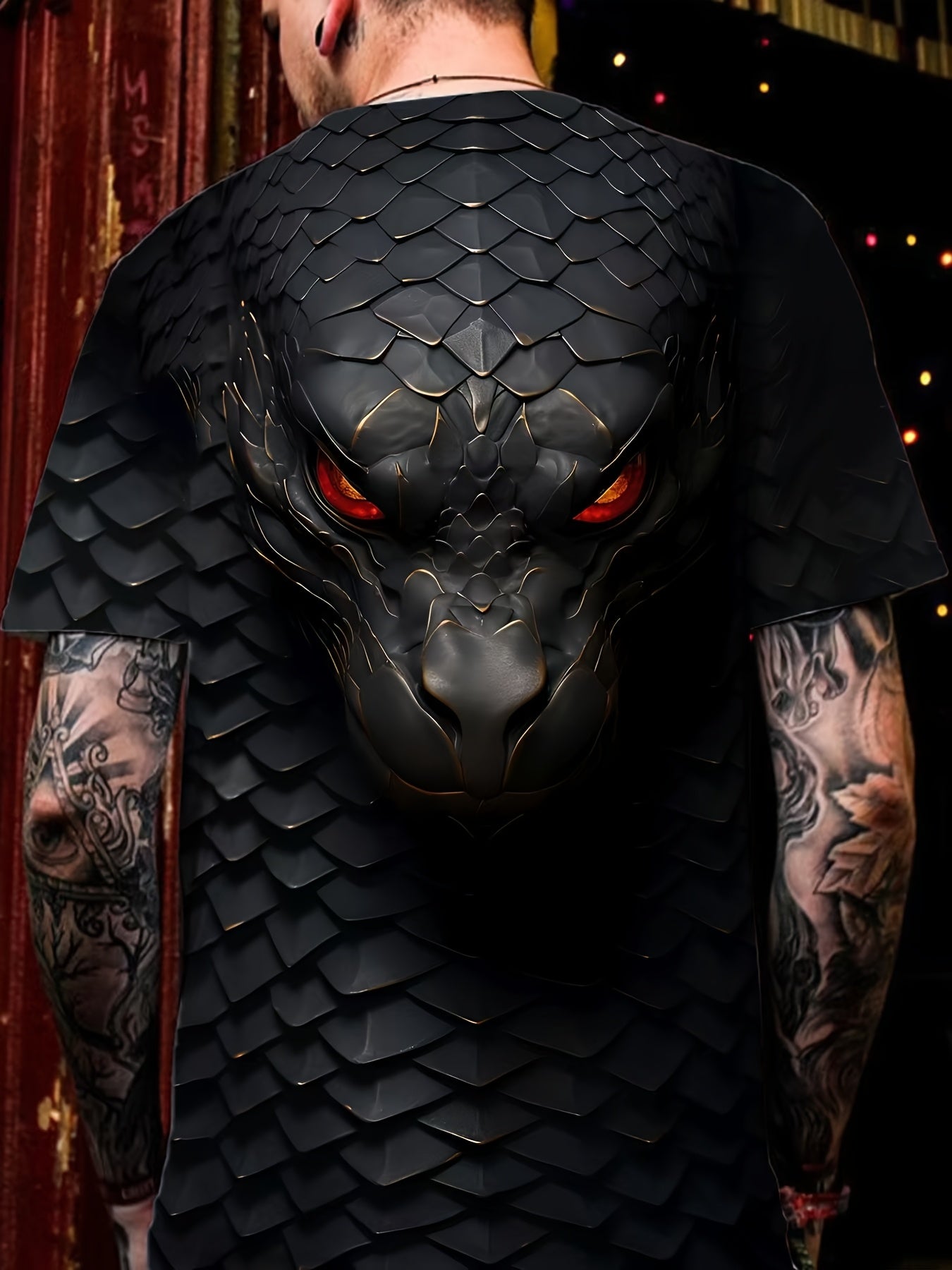 Мужская футболка большого размера с коротким рукавом, 3D-змеиный узор, летняя трикотажная полиэстеровая