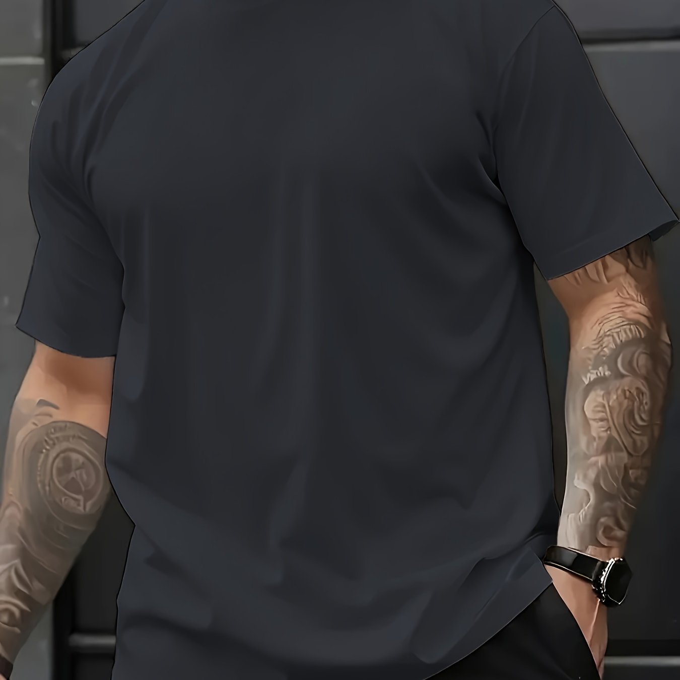 Men's Casual T-Shirt Large Size Short Sleeve Polyester Breathable Comfortable