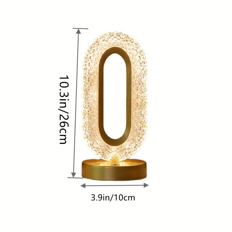 Oval Crystal Table Lamp with USB Charging Touch Control Modern Bedroom Living Room Decor