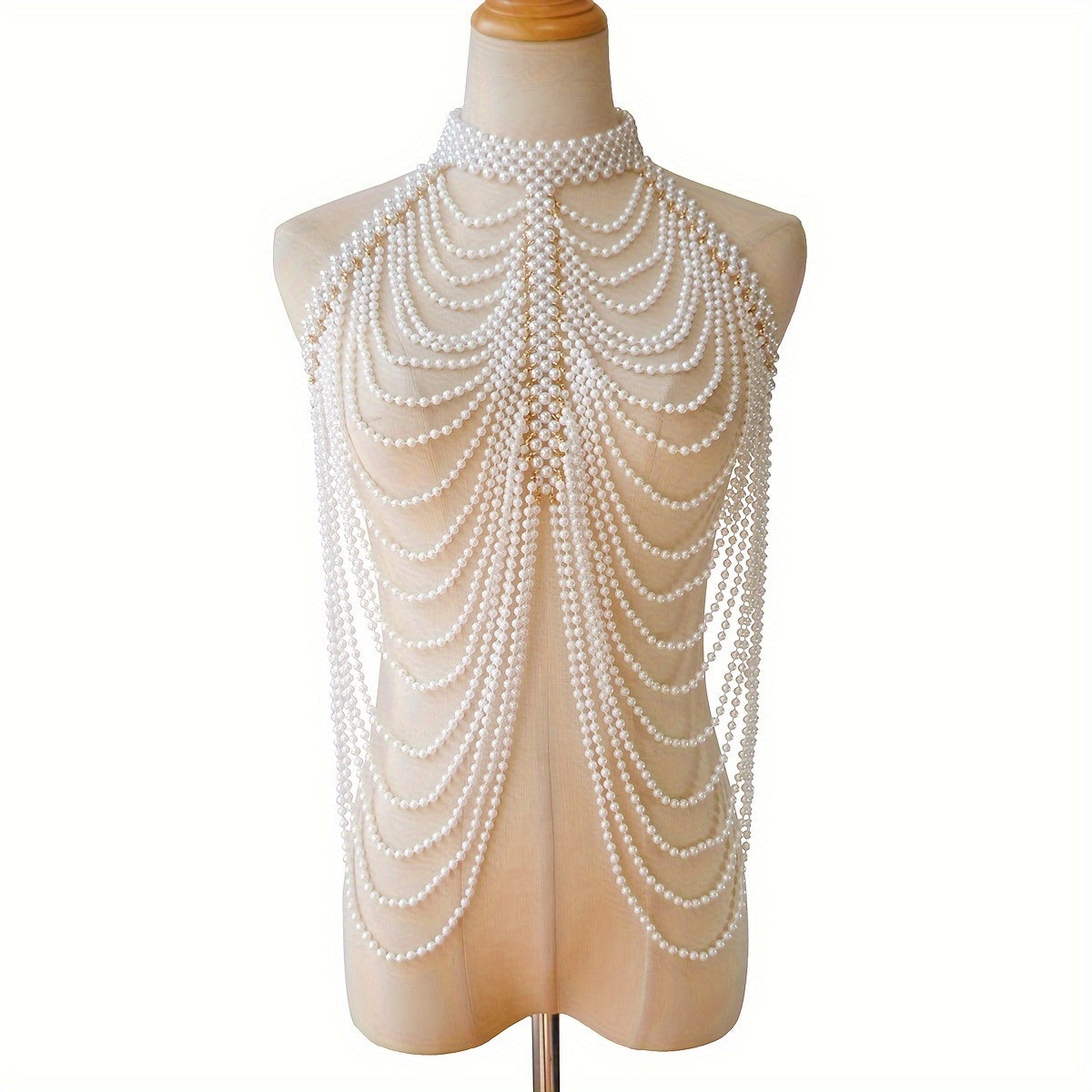 Women's Body Chain with Pearl Tassels and Creative Design