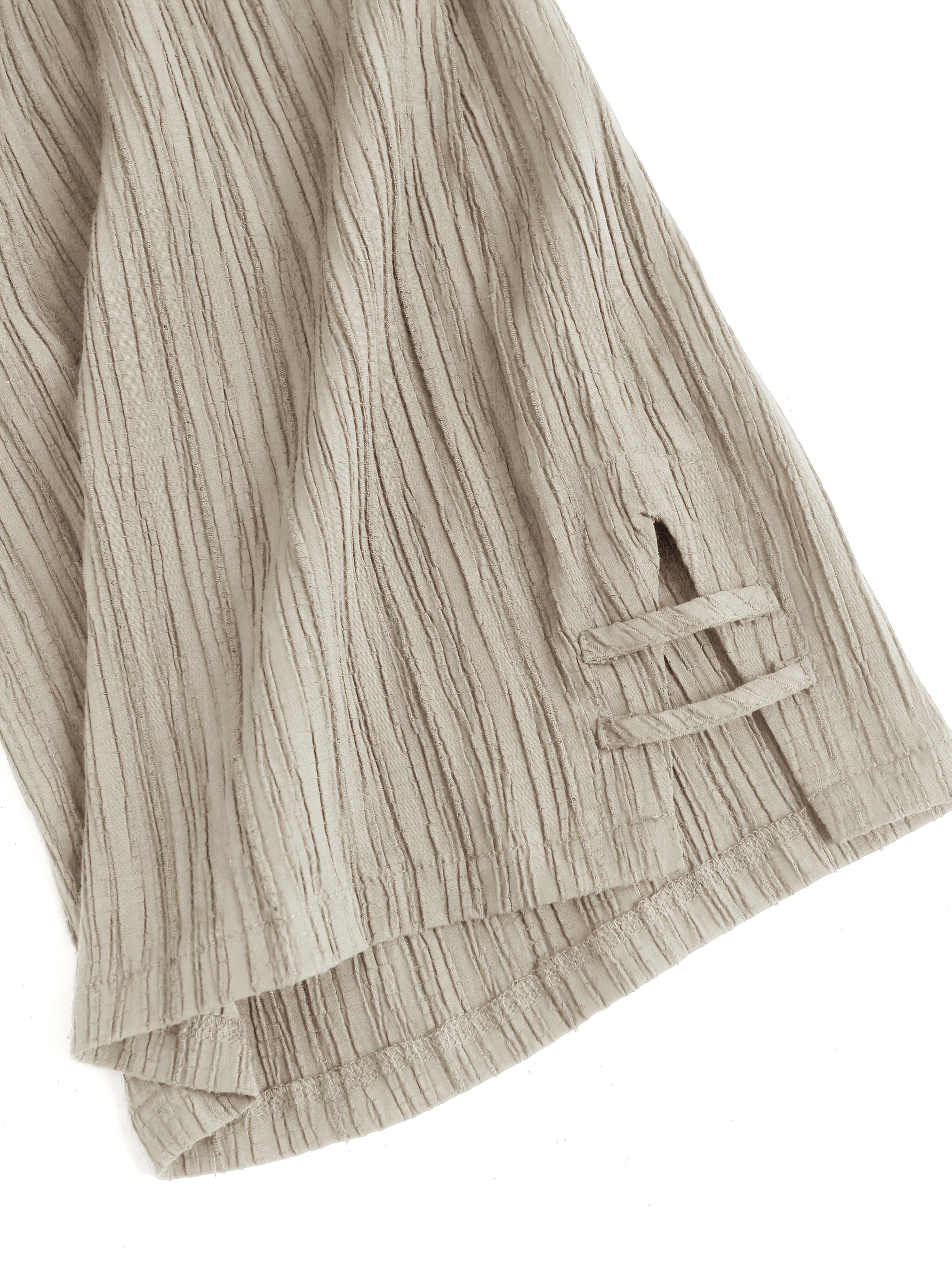 Plus Size Women's Wide Leg Pants with Pleated Stripe and Side Slit