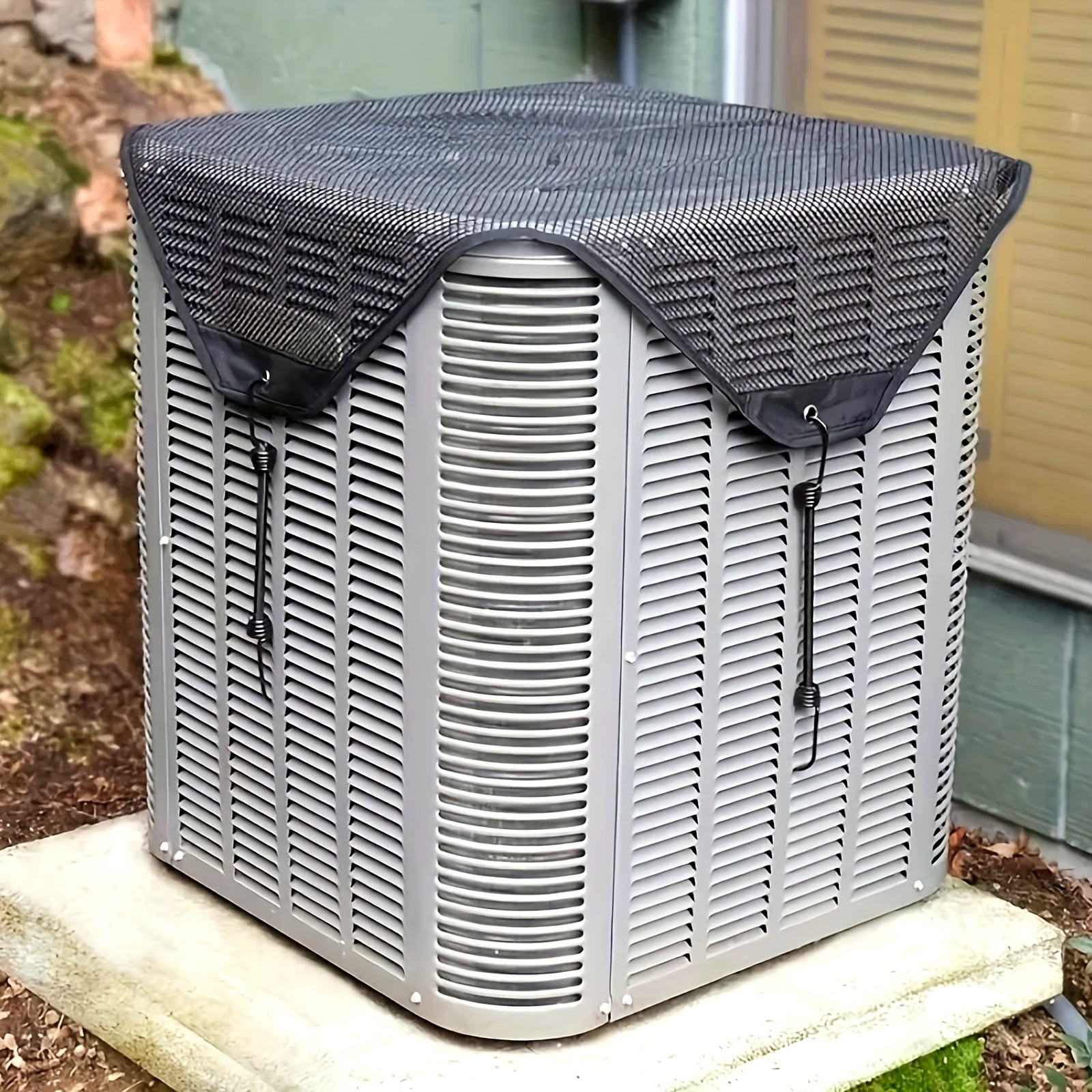Outdoor Air Conditioner Cover Mesh Design Snow Leaf Protection with Elastic Hooks