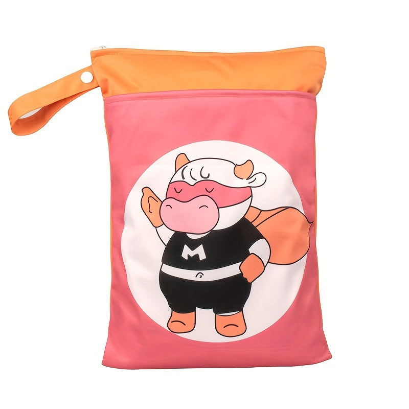 Водонепроницаемая сумка для влажных вещей с принтом животных, washable сумка для подгузников, сумка для мамы с двумя молниями, многофункциональная дорожная и пляжная сумка, органайзер для хранения косметики