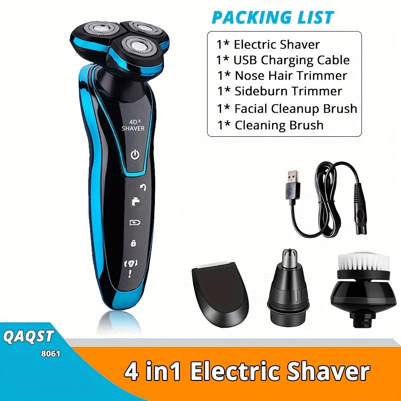 Portable USB Rechargeable Electric Shaver with Floating Head for Face and Nose Hair Trimming