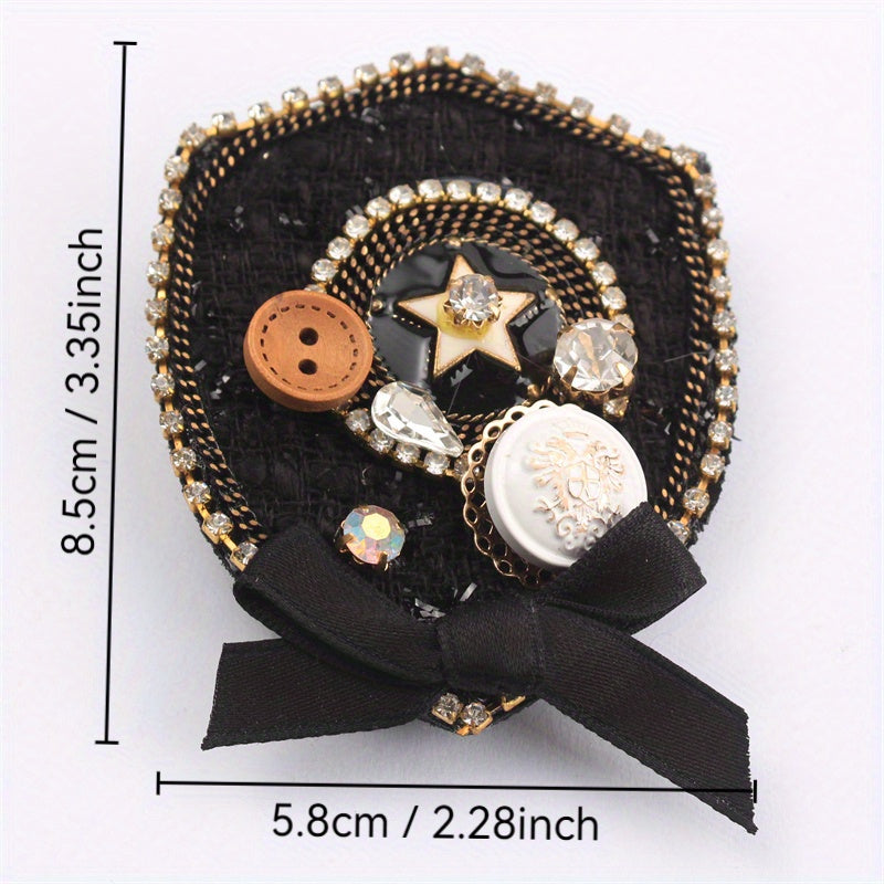 Broche de estilo barroco con pedrería, diseño de botón de imitación, joyería para ropa, bolsos y sombreros