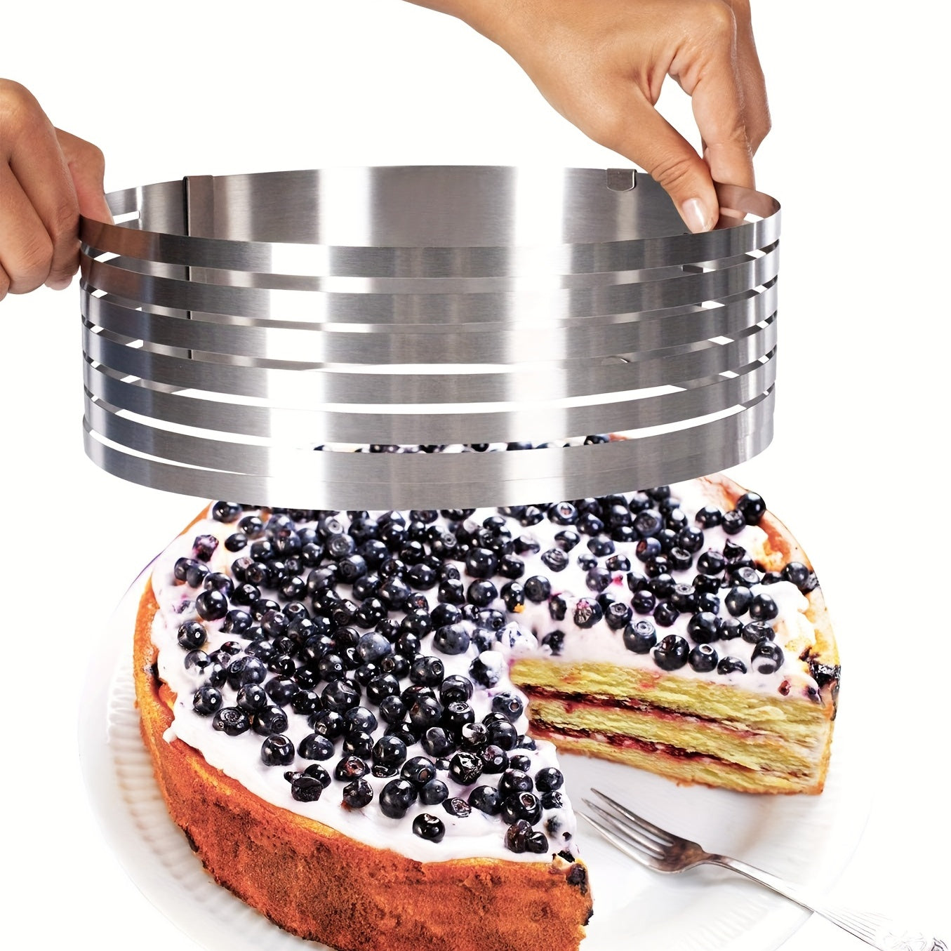 Adjustable Stainless Steel Cake Slicing Tool with 7 Levels, 2 Size Options