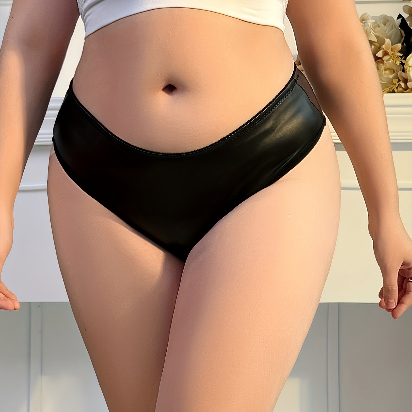 Bragas de bikini brillantes de alta elasticidad para tallas grandes de mujer