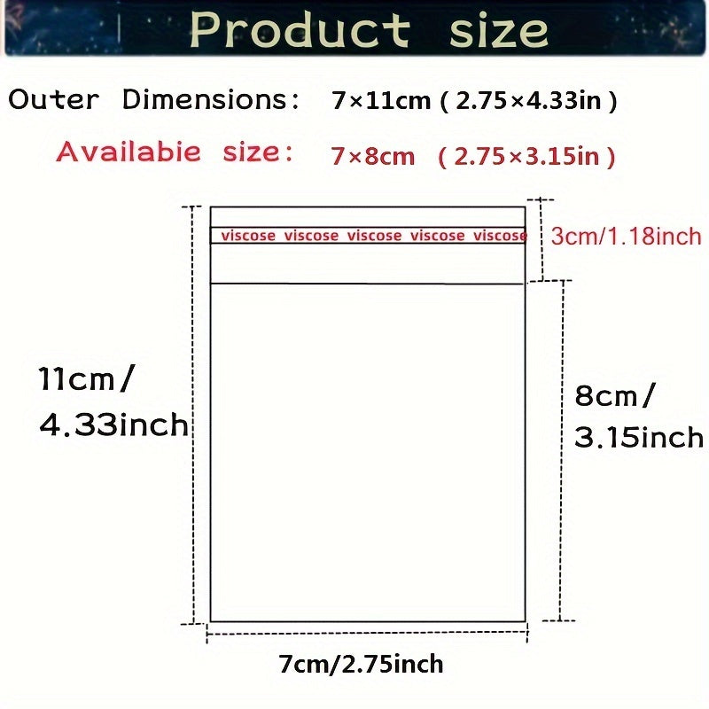 O'z-o'zidan yopishqoq shaffof sellofan sumka muhrlangan zargarlik yoki shirinlik sovg'asi uchun.