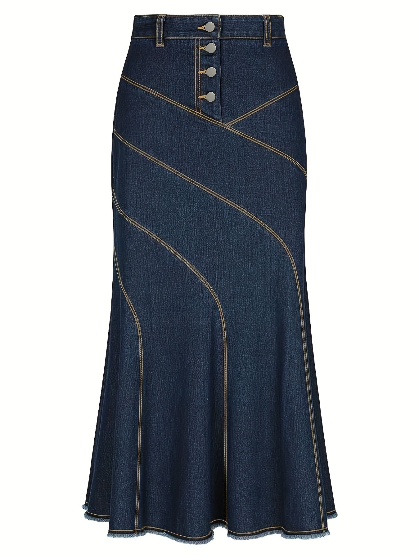 Women's Plus Size Denim Skirt Woven Fabric Solid Color Straight Cut