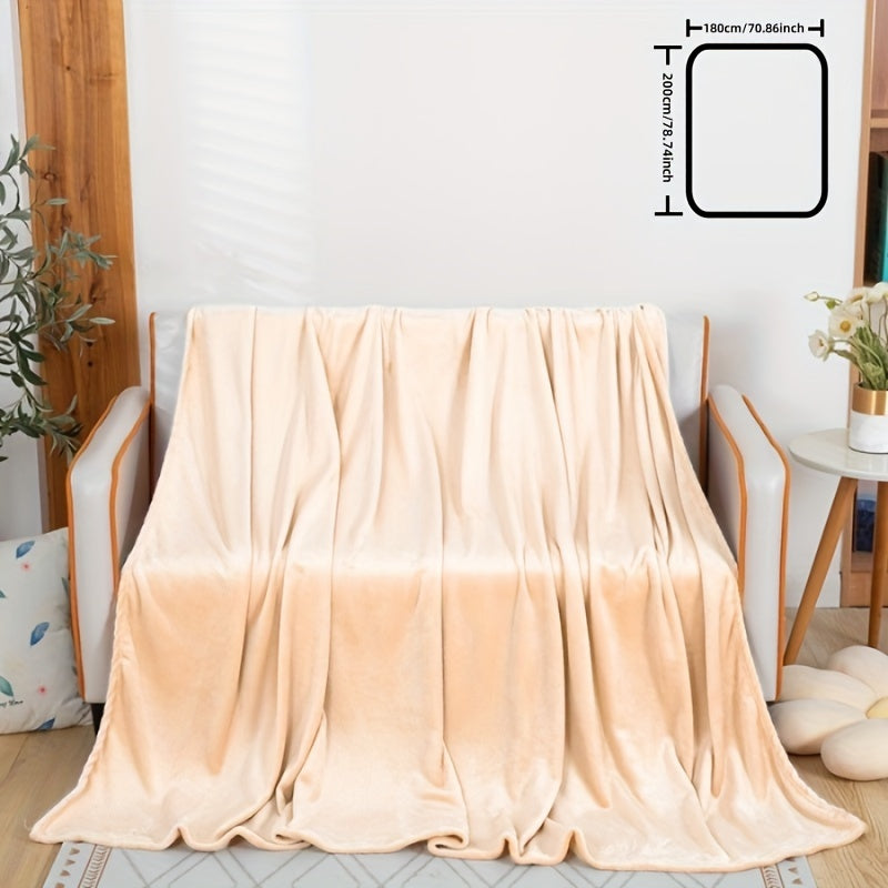 Khaki Flannel Throw Blanket Soft Cozy for Couch Bed Travel 50x60 Inches