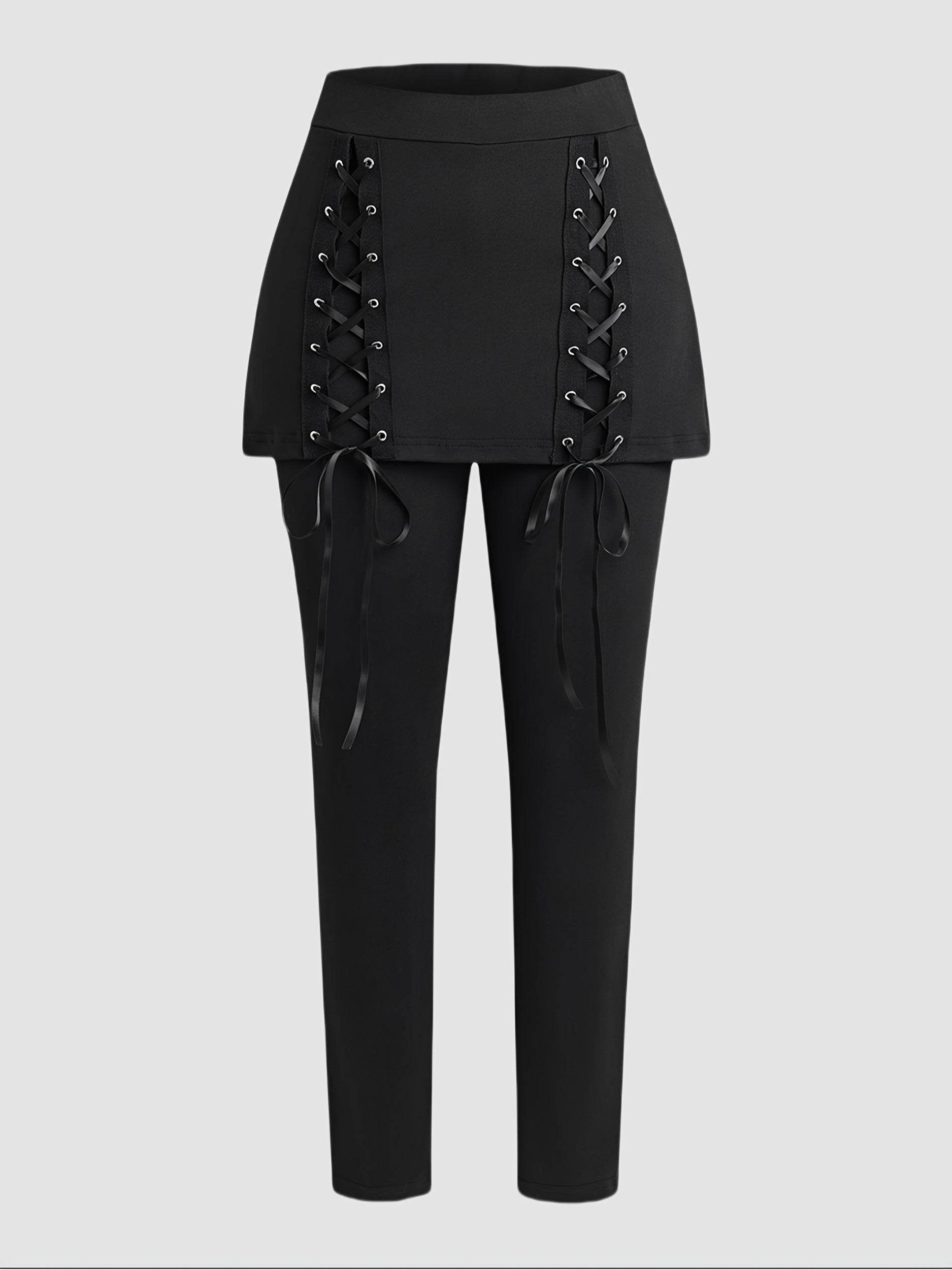 Women’s Plus Size 2-in-1 Skirt and Tights Knit Leggings Solid Color