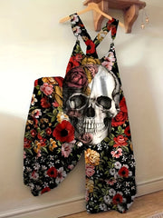 Women's Floral Print Sleeveless Jumpsuit Casual Summer Romper with Asymmetrical Hem