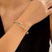 Punk Style Zinc Alloy Hand Chain Bracelet with Rhinestones