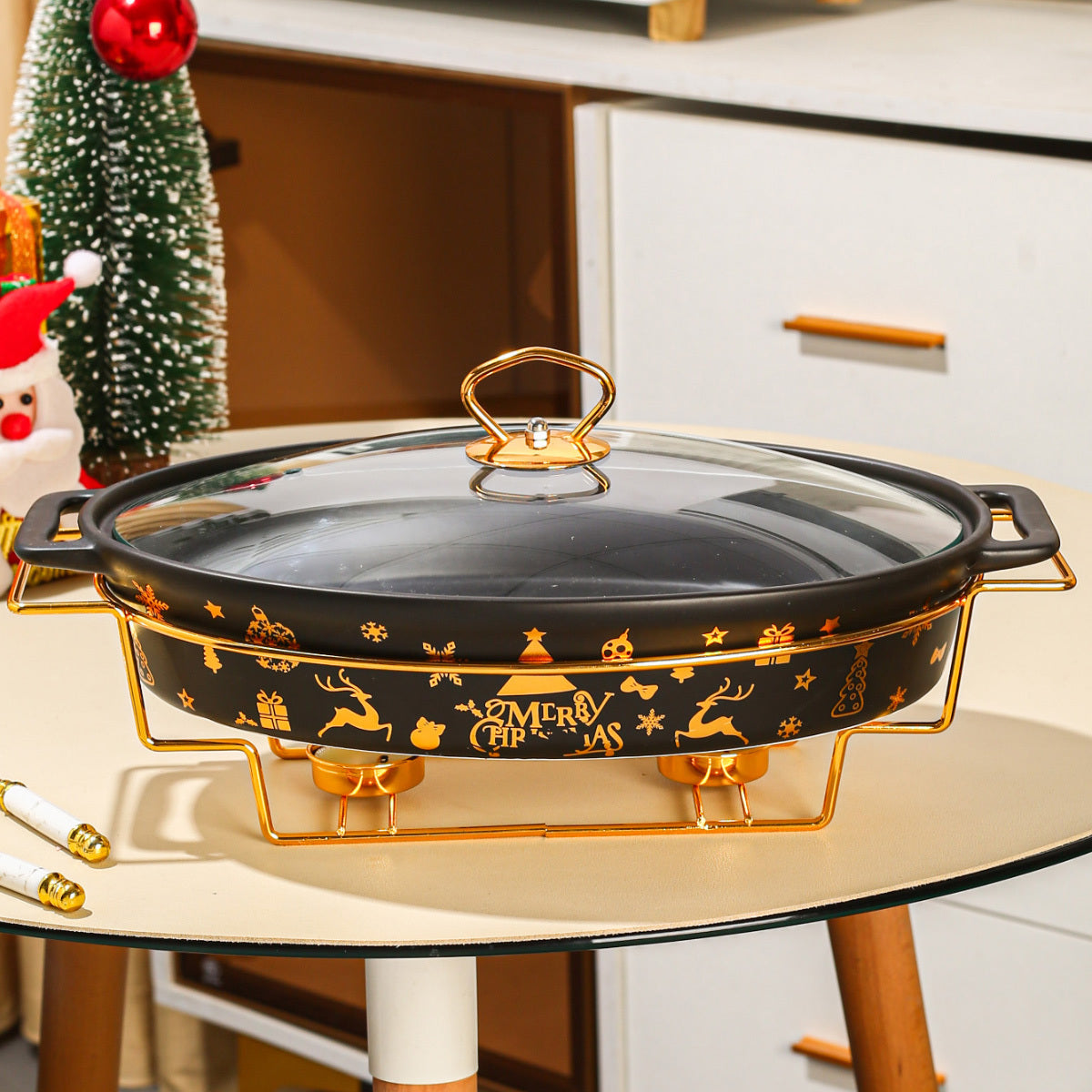 Christmas Ceramic Serving Set with Plates Baking Dishes and Soup Pots