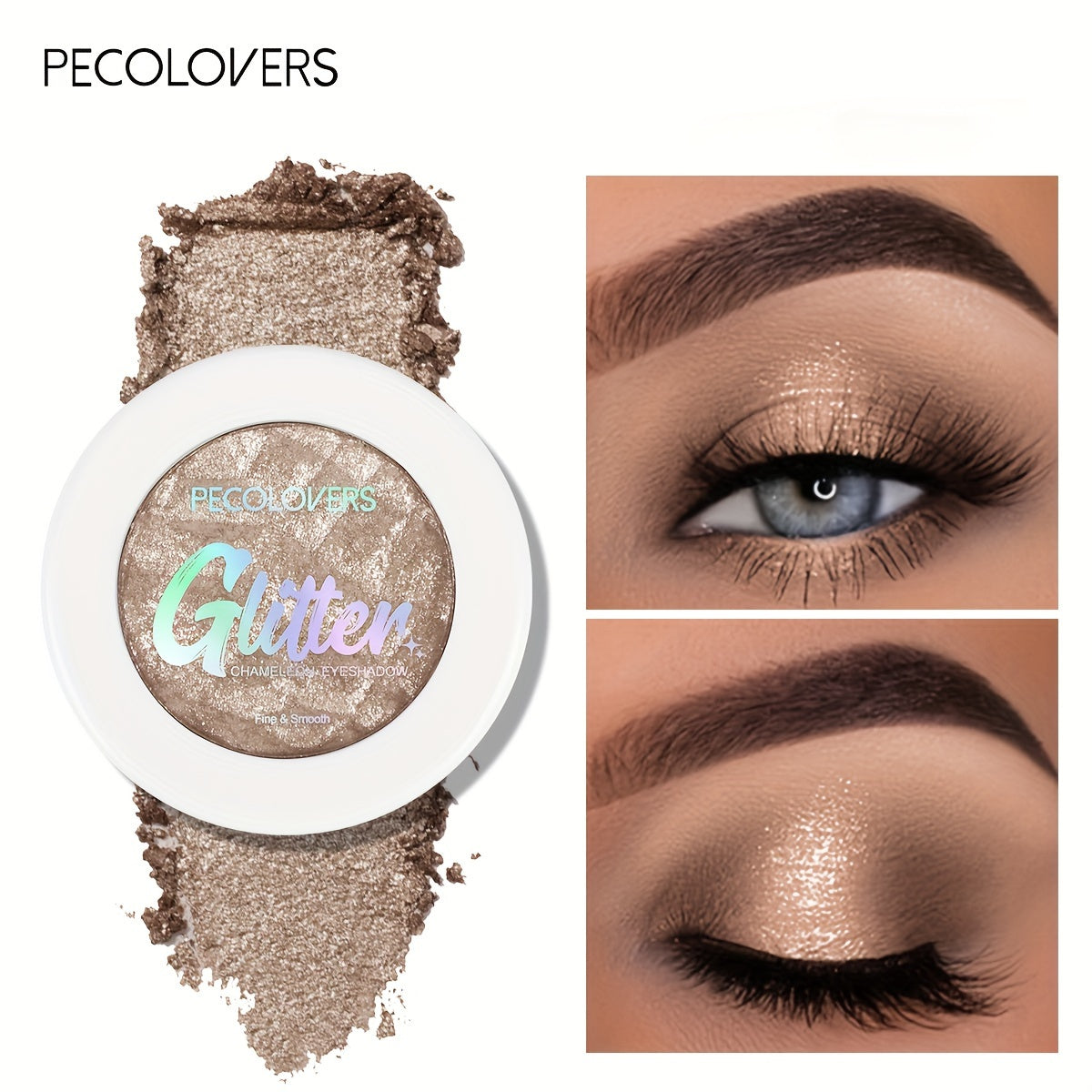 Women Sparkling Metallic Eyeshadow Nude to Gold Shimmer Glitter