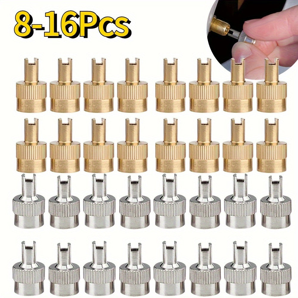 8/16 Pcs Metal Slotted Valve Cap with Core Remover for Cars Motorcycles Bikes