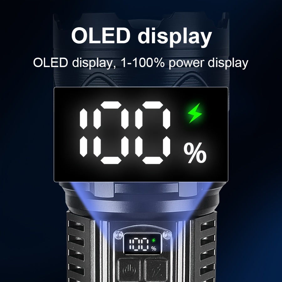 15000mAh Rechargeable LED Flashlight with High Brightness Long Range Camping Lantern Phone Charging