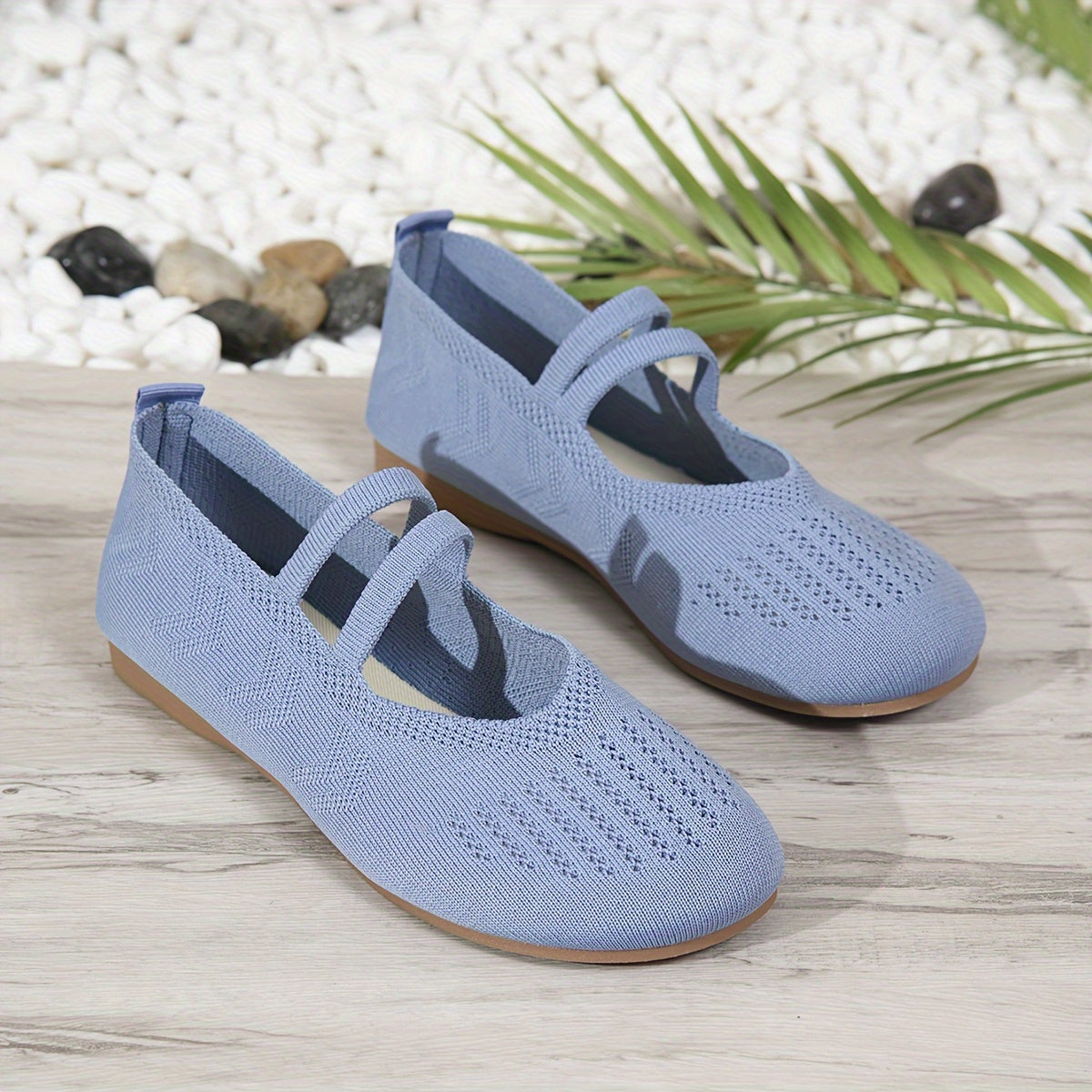 Women's Breathable Knit Slip-On Flats Casual Outdoor Shoes Round Toe Black Red Purple