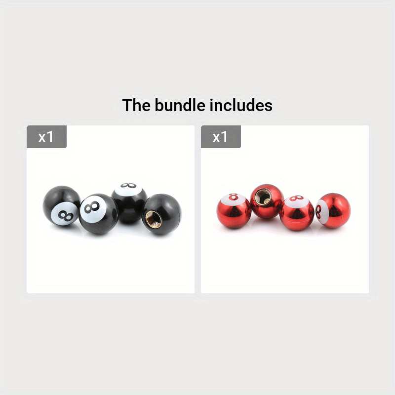 8 Ball Valve Stem Caps for Cars Trucks Bikes Tire Covers 4 Pack