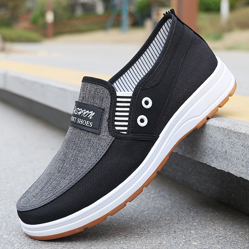 Men's Casual Slip-On Low-Top Sneakers with Fabric Upper and Rubber Sole