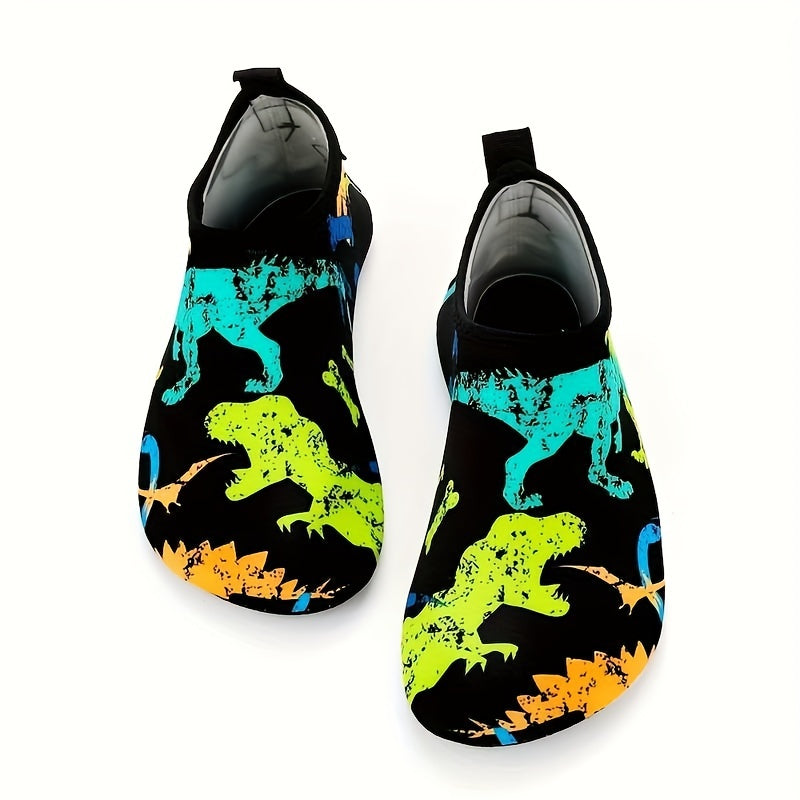 Kids Water Shoes Slip-On Dinosaur Print Quick Dry Outdoor Casual