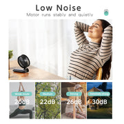 Ручной вентилятор с 180° складной подставкой и шейным ремнем, перезаряжаемый через USB, 7-лепестковый, 4 скорости, высокоскоростное охлаждение