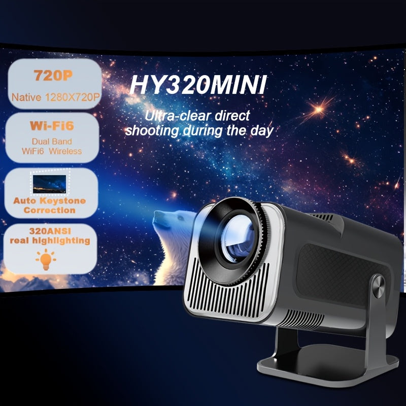 Android 11 Home Projector 720P with 320ANSI Brightness Dual Band WiFi6 Wireless 5.0 Auto Keystone 180° Rotation Portable Cinema