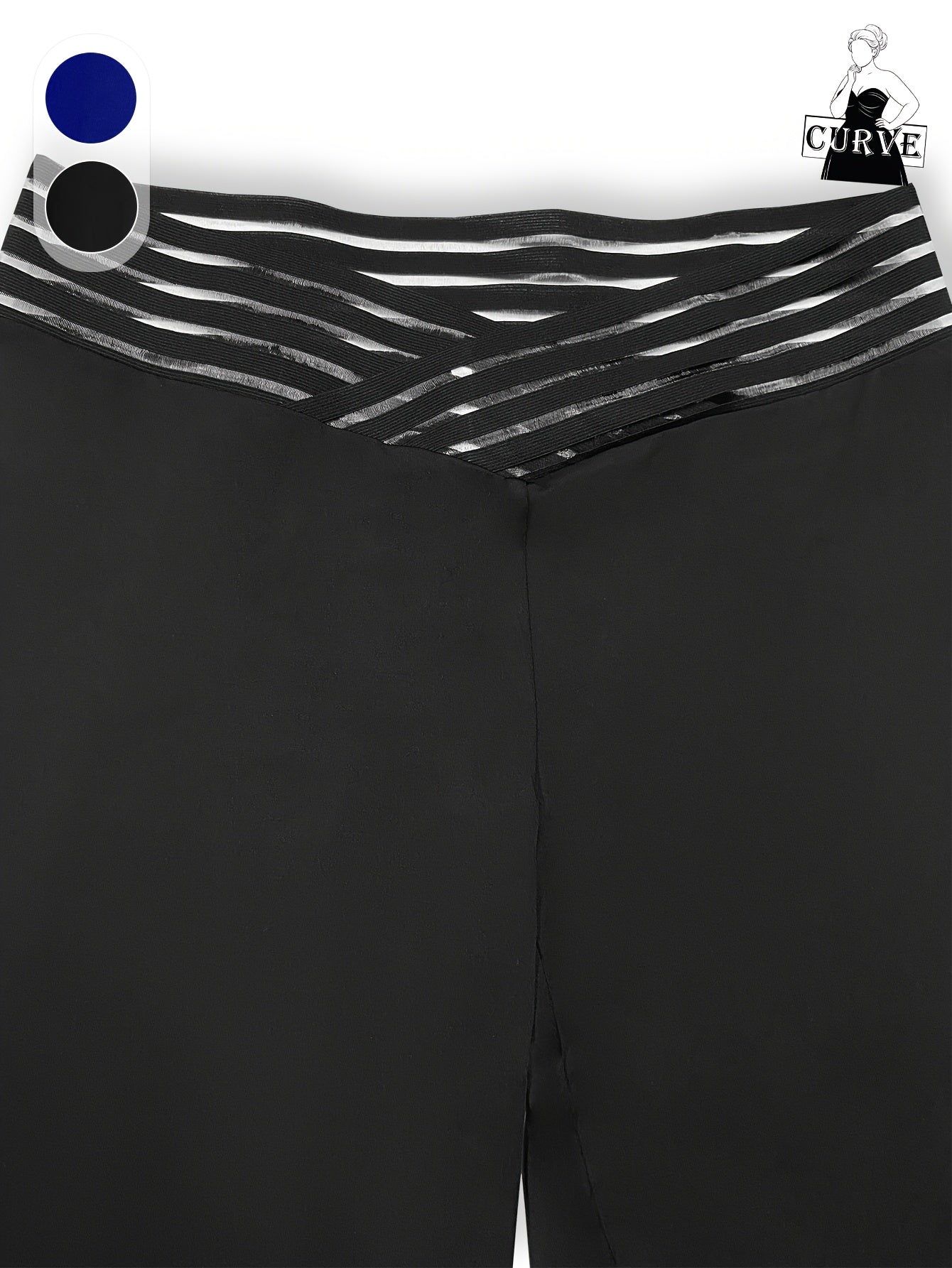 Pantalones de mujer de talla grande en negro con cintura en V para primavera y otoño cómodos