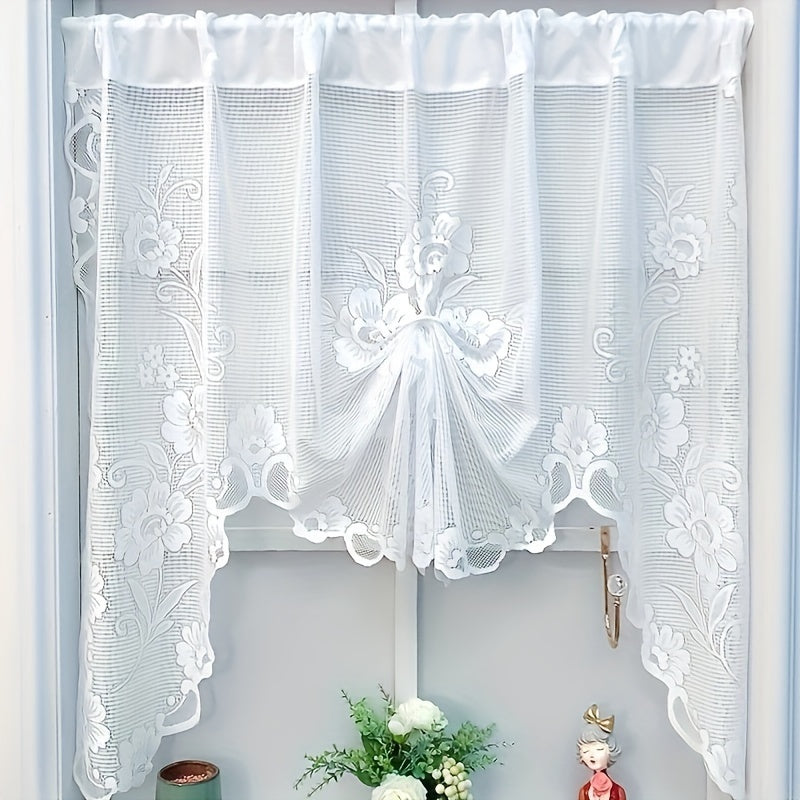 Floral Lace Sheer Curtain with Rod Pocket for Living Room and Bedroom Decor