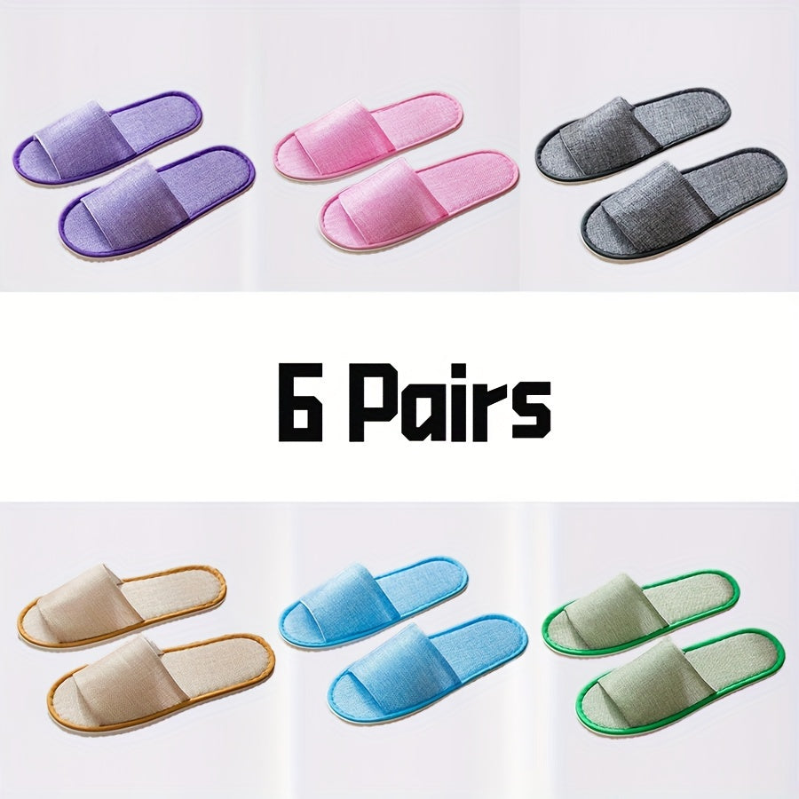 Unisex Disposable Travel Half Slippers 6 Pack Lightweight Open-Toe