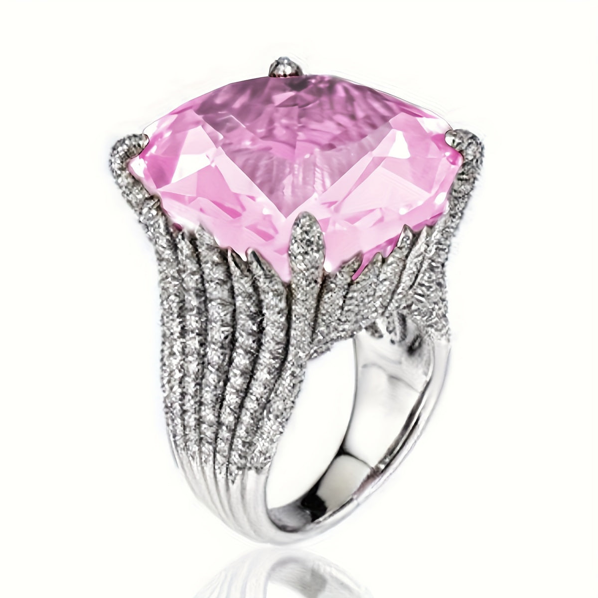 Square Cubic Zirconia Engagement Ring for Women with 4-Prong Setting for Weddings and Anniversaries