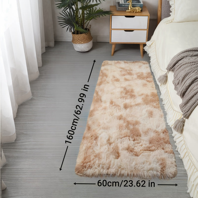 Beige Shaggy Area Rug with Non-Slip Backing for Bedroom Living Room Decor