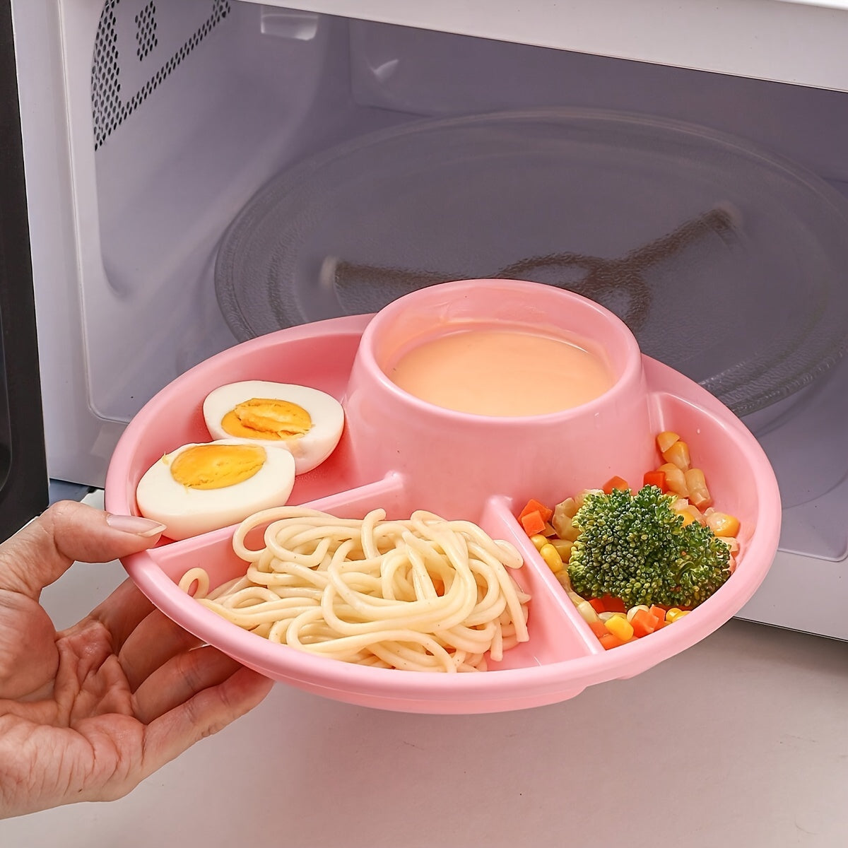 Пластиковая тарелка для приготовления еды с отделениями, безопасная для микроволновки, для салатов, закусок и аперитивов