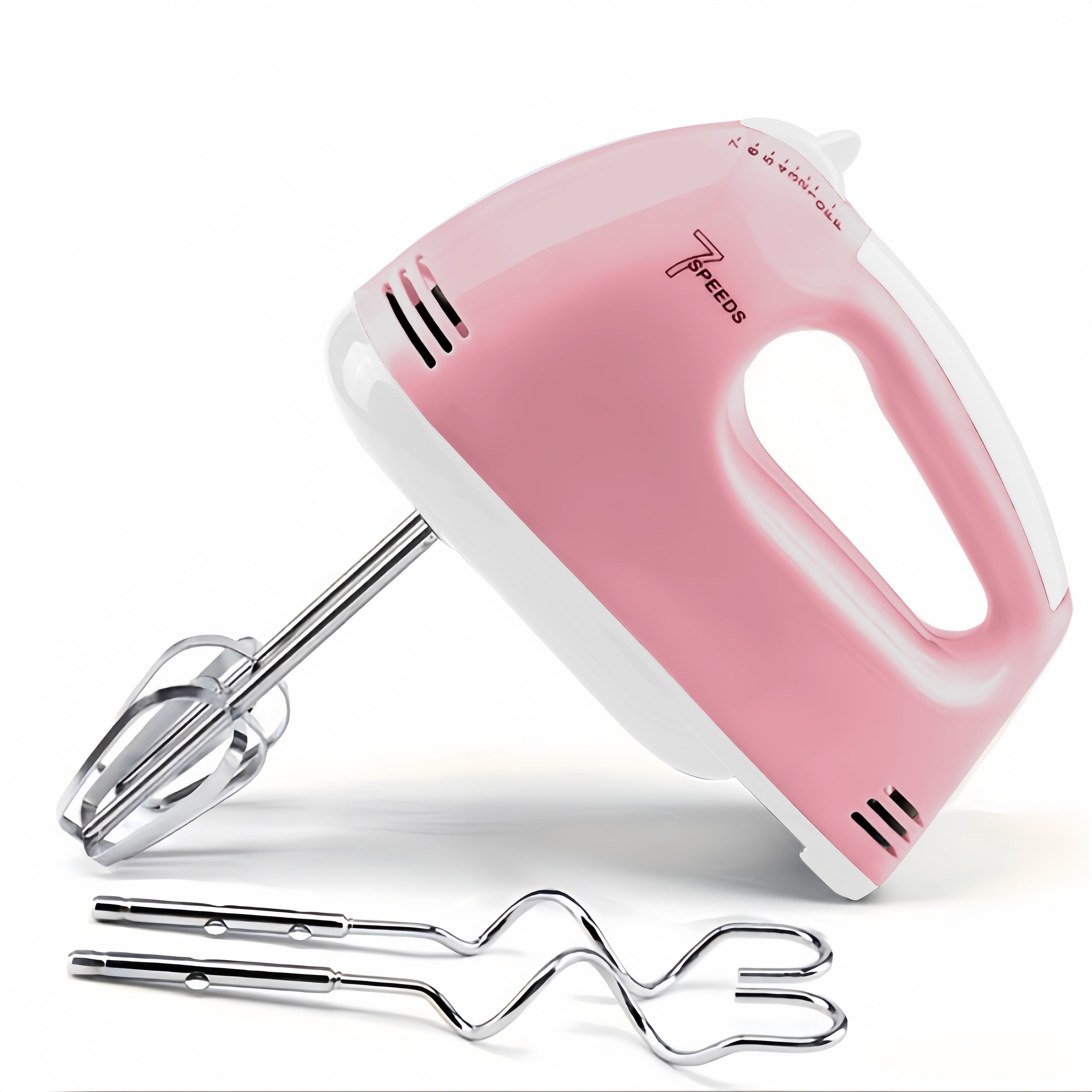 7-Speed Handheld Electric Mixer Set with Whisk and Egg Beater, Metal Kitchen Appliance