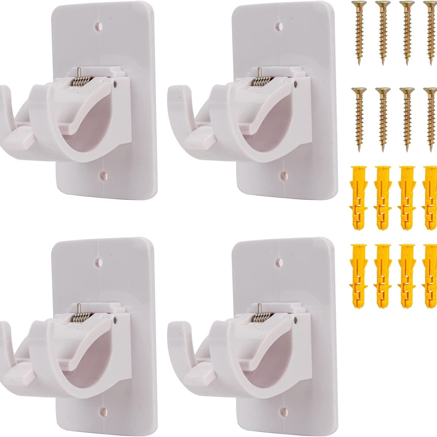 Self-Adhesive Curtain Pole Brackets 40mm Diameter Pack of 4 with Screws