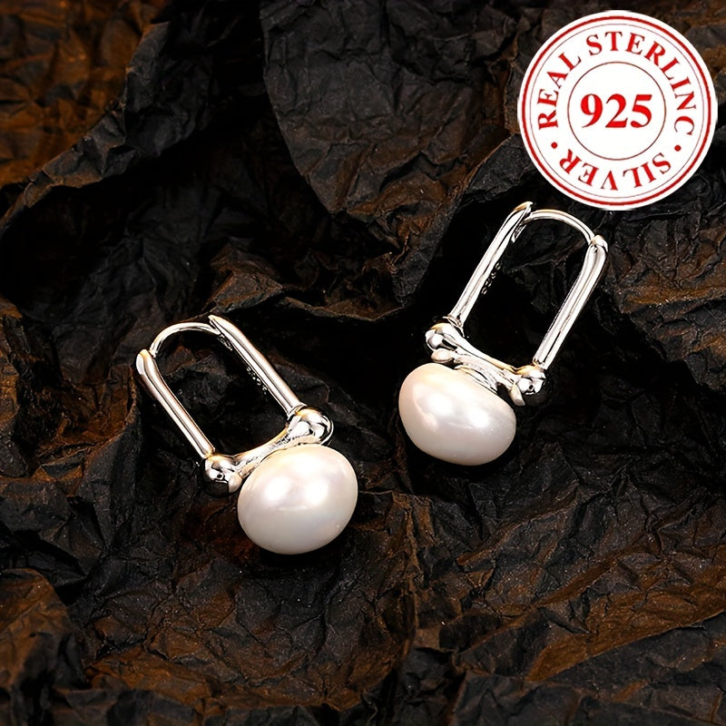 925 Sterling Silver dan tayyorlangan, Freshwater Pearl dizayni bilan ajralib turadigan ajoyib gippoallergen halqali marjonlar, zamonaviy ayol uchun mukammal sovg'a.