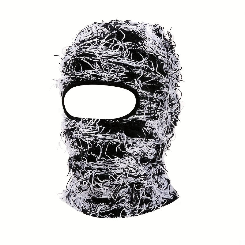 Unisex Warm Knit Balaclava Ski Mask with Tassels, Windproof and Elastic