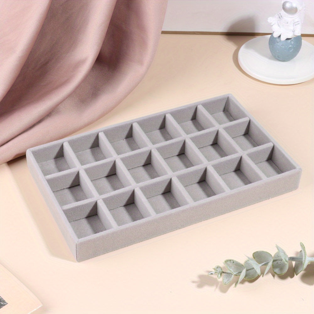 Caja de joyería de terciopelo para anillos, pendientes y almacenamiento de joyas