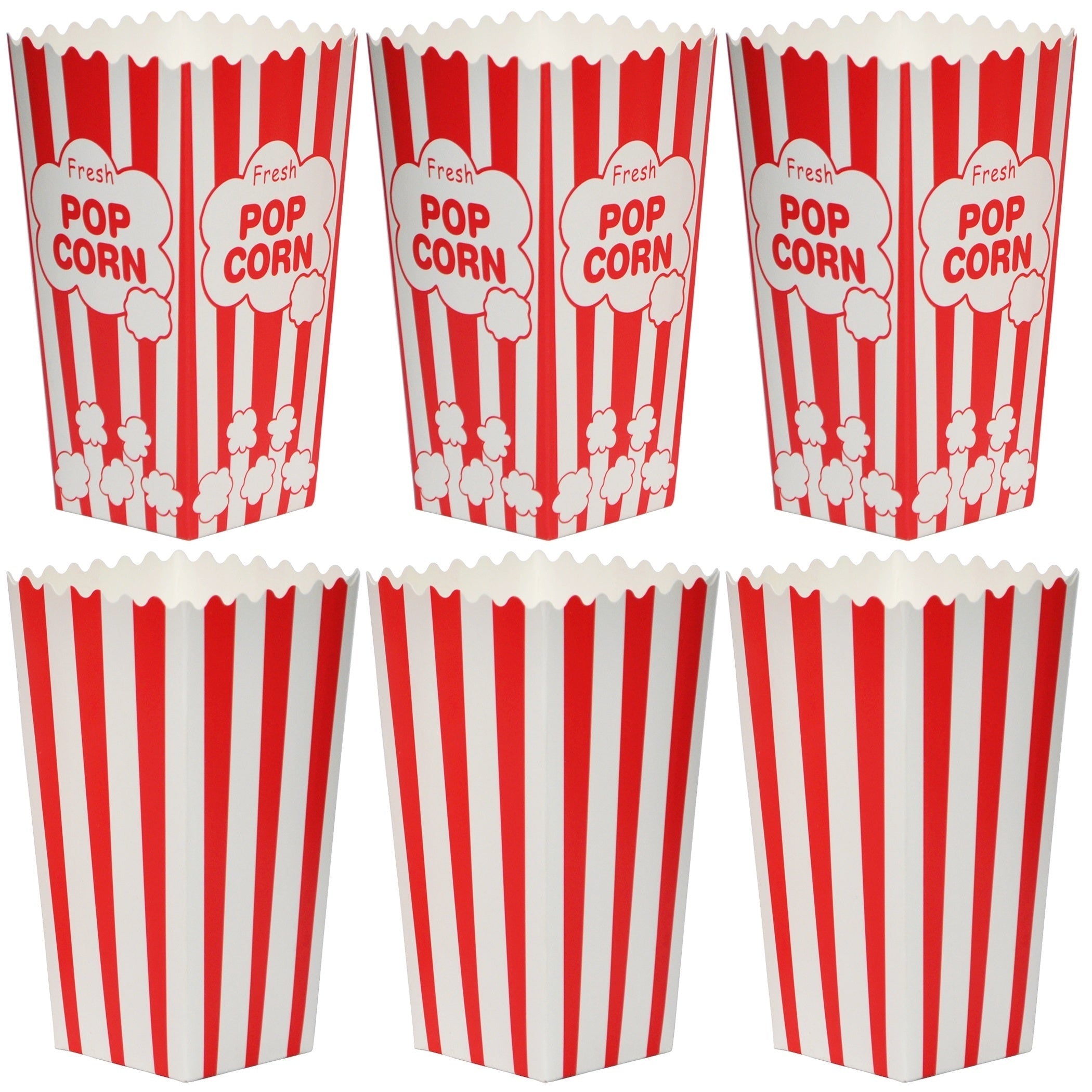 100 Disposable Red and White Popcorn Boxes 2.27oz for Movie Theater Carnival