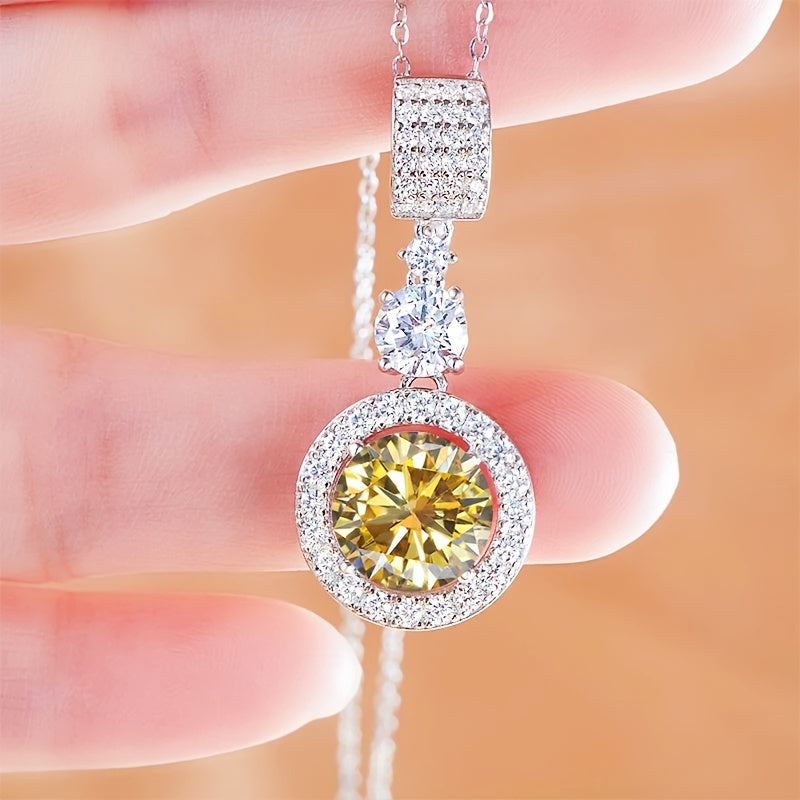 Moissanite Pendant Necklace 5 Carat 18K Gold Plated Sterling Silver Hypoallergenic Engagement Jewelry